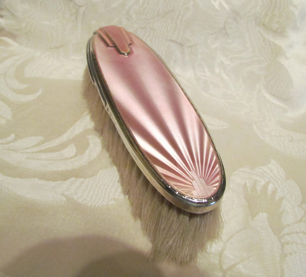 Pink Guilloche Sterling Silver Clothing Brush 1935 Albert Carter Skyscraper Design Mint Condition