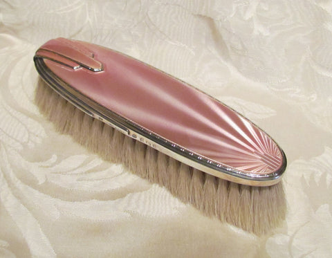 Pink Guilloche Sterling Silver Clothing Brush 1935 Albert Carter Skyscraper Design Mint Condition