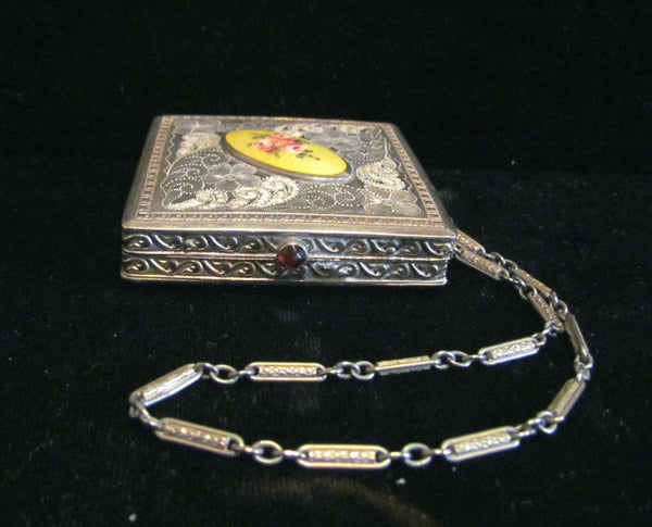 Antique Guilloche Compact Purse Powder Mirror Compact Dance Purse Wristlet Antique Victorian RARE