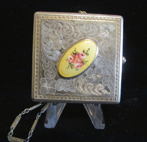 Antique Guilloche Compact Purse Powder Mirror Compact Dance Purse Wristlet Antique Victorian RARE