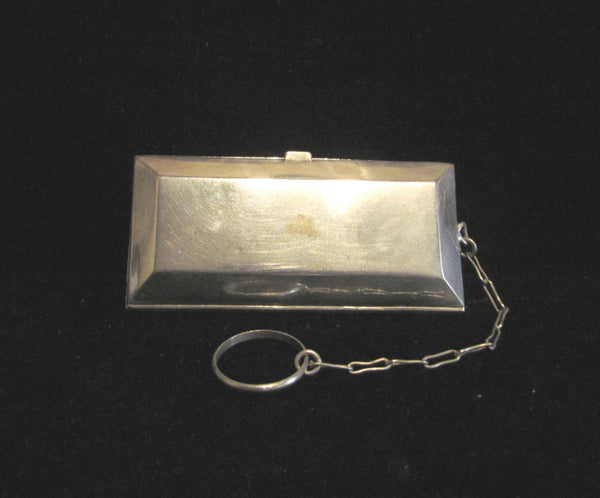 Victorian Silver Plated Coin Change Purse 1800's Compact Finger Ring Rare Antique