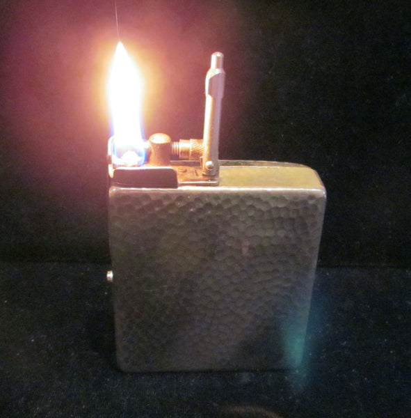 Circa 1910 Lift Arm Lighter Silver Hammered Case Lighter Rare Working
