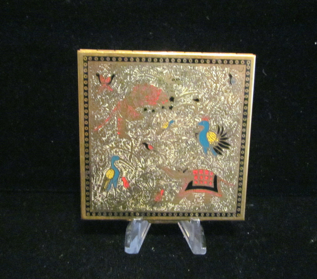 Vintage Volupte Compact Enamel Compact Asian Animal Powder Compact Mirror Compact EXCELLENT CONDITION