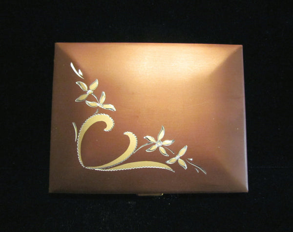 Ladies Cigarette Case 1950s Business Credit Card Holder Bronze Gold Tone Case Excellent Condition