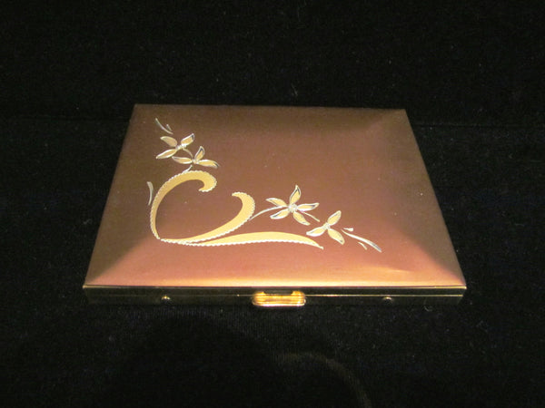Ladies Cigarette Case 1950s Business Credit Card Holder Bronze Gold Tone Case Excellent Condition