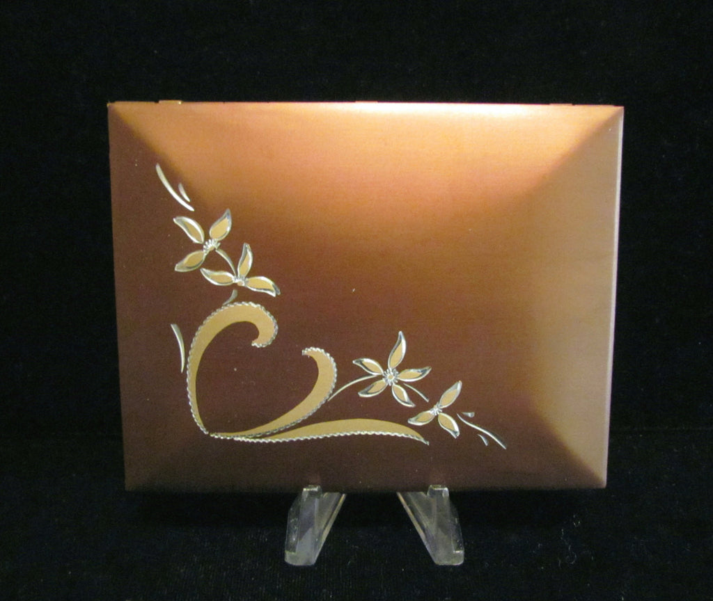 Ladies Cigarette Case 1950s Business Credit Card Holder Bronze Gold Tone Case Excellent Condition