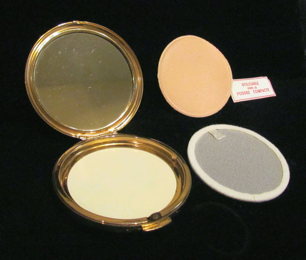 Vintage French Limoges Fragonard Compact Porcelain Courtship Powder & Mirror Compact Unused