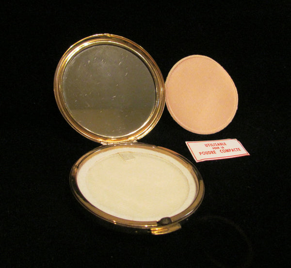 Vintage French Limoges Fragonard Compact Porcelain Courtship Powder & Mirror Compact Unused