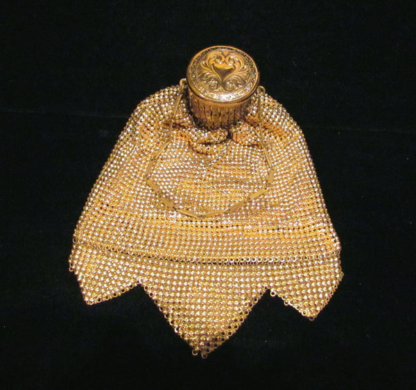 Gorgeous 1920s Gate Top Purse Whiting And Davis Beggars Bag Accordian Antique Purse Gold Mesh Gatetop