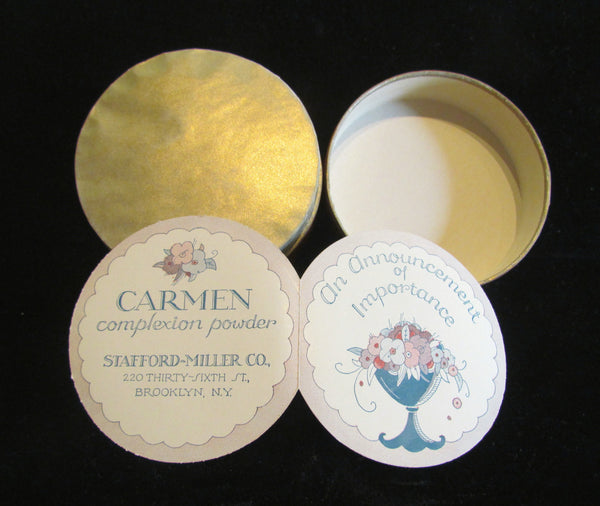 1930s Carmen Powder Box Vintage Complexion Powder Box Red Vanity Accessory Full Unused Rare