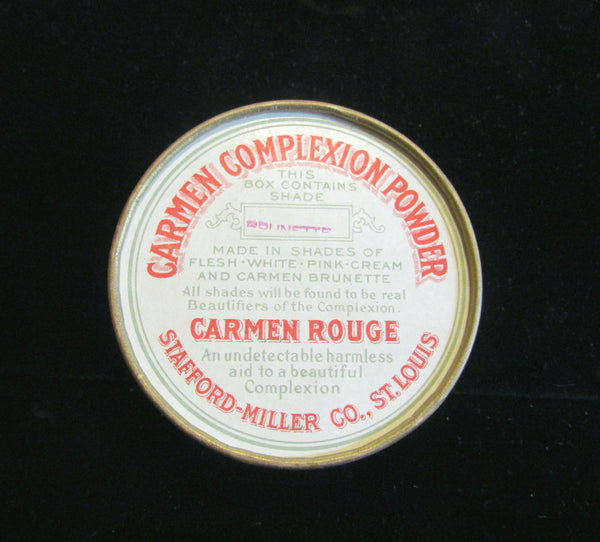 1930s Carmen Powder Box Vintage Complexion Powder Box Red Vanity Accessory Full Unused Rare