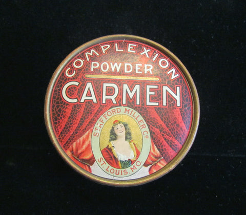 1930s Carmen Powder Box Vintage Complexion Powder Box Red Vanity Accessory Full Unused Rare