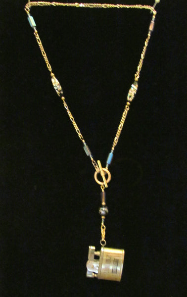 Handmade Beaded Lighter Necklace Gold Working Lighter Steampunk OOAK Pendant Necklace