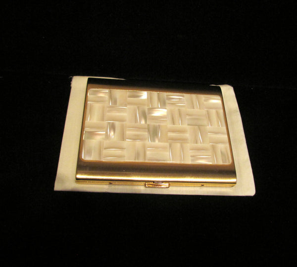 Mother Of Pearl Cigarette Case 1980s Gold Business Or Credit Card Case Excellent Condition