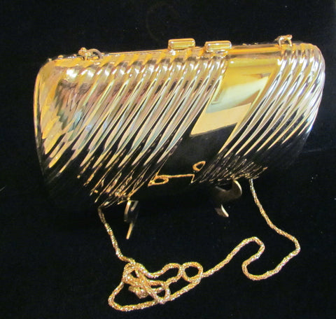 Vintage Pillow Purse Gold And Silver Clutch Or Shoulder Purse In Excellent Condition