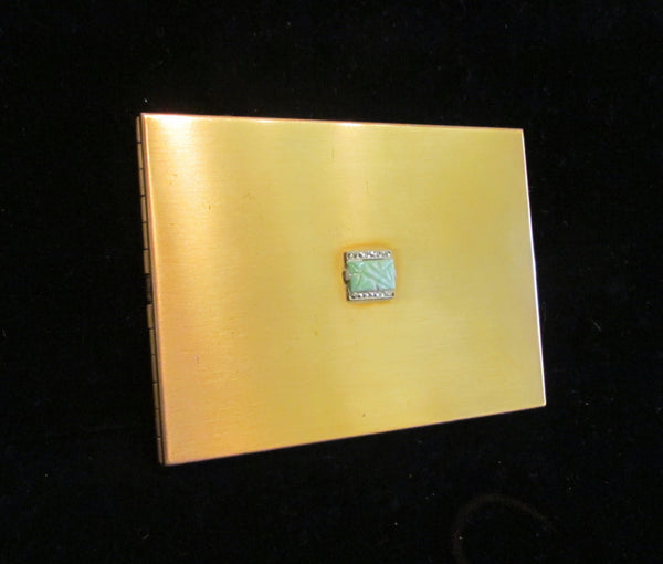 1950's Volupte Cigarette Case Gold Rhinestone Ladies Business Card Case