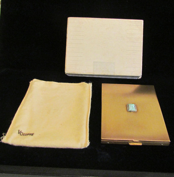 1950's Volupte Cigarette Case Gold Rhinestone Ladies Business Card Case