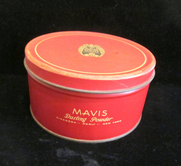 1920s Mavis Powder Tin Vivaudou Tin Talcum Powder Large 12 Ounce Tin Vintage Powder Tin Mavis Tin