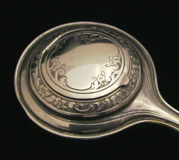Victorian Silver Plated Mirror Compact Hand Held Mirror Compact Extremely Rare