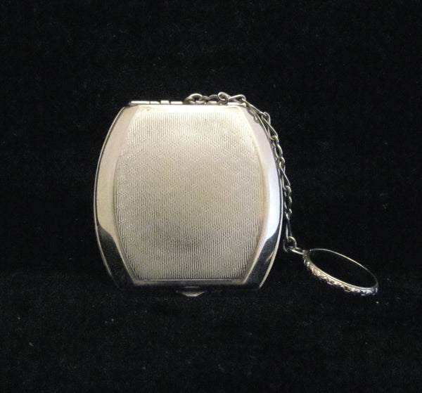 Art Deco Enamel Compact Purse Powder & Rouge Finger Ring Purse Rare Wonderful Condition