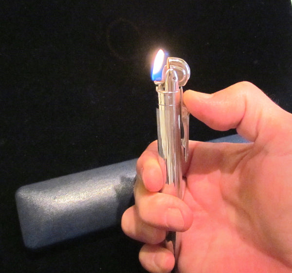 Ronson Penciliter Rhodium Plated Mechanical Pencil Lighter 1950's Pencil Lighter Original Box Working Condition