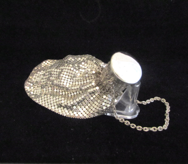 Whiting & Davis Silver Mesh Gate Top Purse Vintage Handbag Beggars Bag Accordion Art Deco Evening Bag