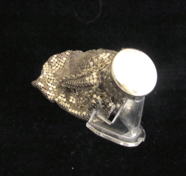 Whiting & Davis Silver Mesh Gate Top Purse Vintage Handbag Beggars Bag Accordion Art Deco Evening Bag