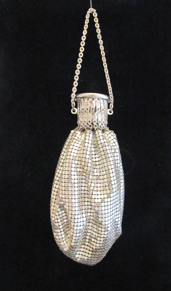 Whiting & Davis Silver Mesh Gate Top Purse Vintage Handbag Beggars Bag Accordion Art Deco Evening Bag