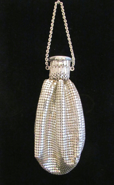 Whiting & Davis Silver Mesh Gate Top Purse Vintage Handbag Beggars Bag Accordion Art Deco Evening Bag