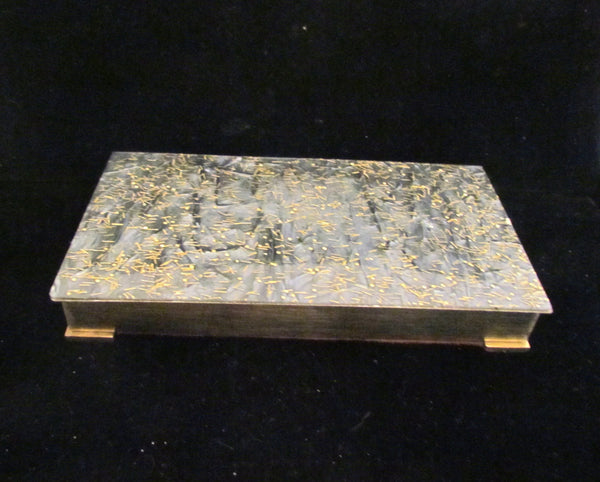 1950's Lucite Confetti Cigarette Box Atomic Age Trinket Glam Sparkly Vanity Cigarette Case