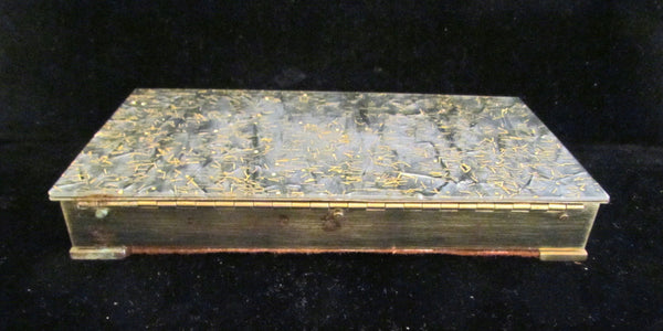 1950's Lucite Confetti Cigarette Box Atomic Age Trinket Glam Sparkly Vanity Cigarette Case