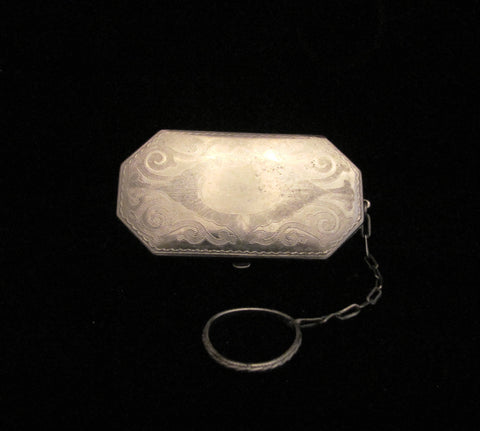 Victorian Compact Purse 1900s Silver Compact Ornate Antique Finger Ring Compact