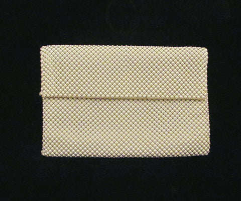 1930s Whiting Davis White Mesh Clutch Purse Vintage Envelope Style Purse Excellent Condition