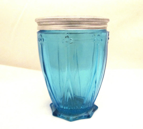 Karess Woodworth Cold Cream Jar Blue Glass 1920s Vintage Vanishing Cream Rare