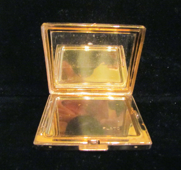 Paul Flato Powder Compact Vintage 1940s Gold Plated Enamel Compact RARE