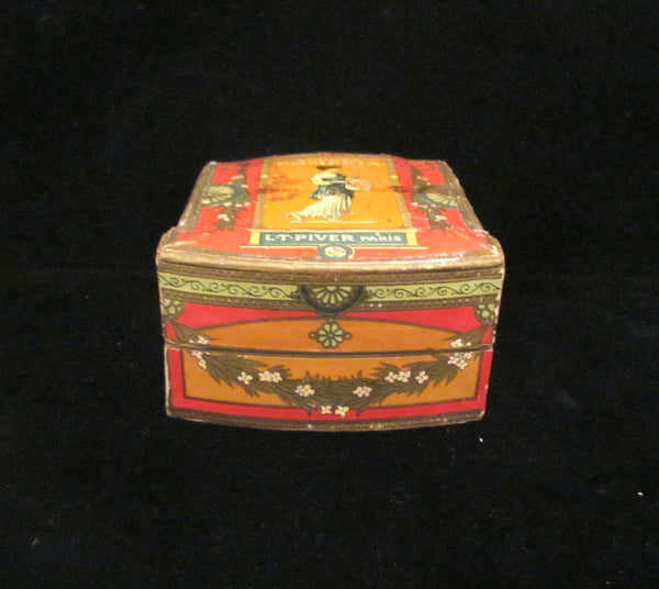 Antique French Powder Box Poudre Lt Piver Pompeia  Face Powder Box Paris Vanity Accessory RARE