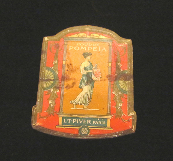 Antique French Powder Box Poudre Lt Piver Pompeia  Face Powder Box Paris Vanity Accessory RARE