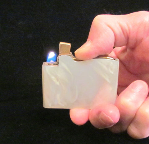 Mother Of Pearl Lighter Elgin American Gold 1950's Lighter Working