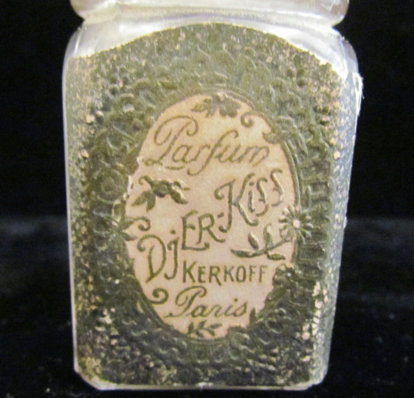 1920's Djer Kiss Perfume Bottle Paris Perfume Sachet Poudre Kerkoff France Art Deco