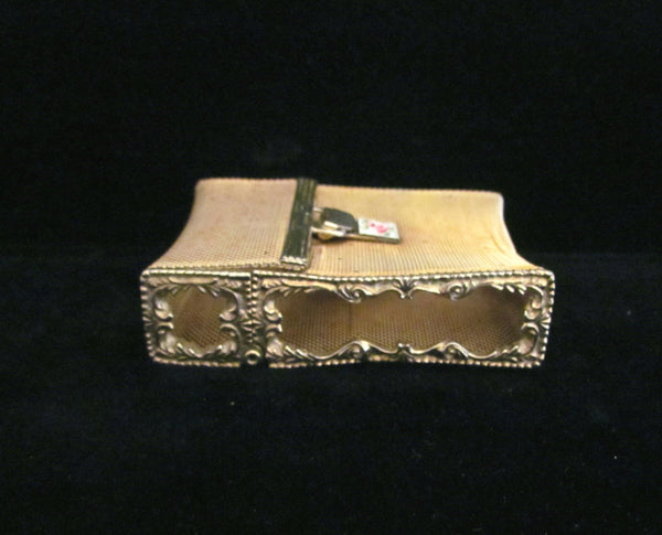 Ladies Gold Mesh & Guilloche Cigarette Case Vintage 1940s Unique