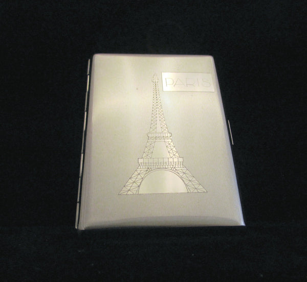 Paris Silver Cigarette Case Eiffel Tower Business Card Case Credit Card Wallet