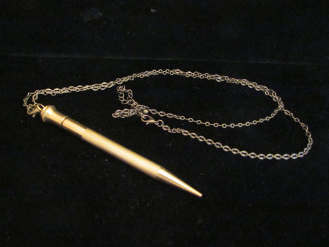 1920s Gold Filled Mechanical Pencil Necklace Superite 1/9 GF Engraved Date 1873 - 1923 Chatelaine Propelling Pencil