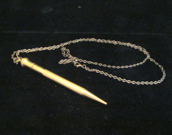 1920s Gold Filled Mechanical Pencil Necklace Superite 1/9 GF Engraved Date 1873 - 1923 Chatelaine Propelling Pencil