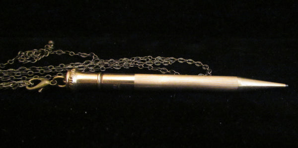 1920s Gold Filled Mechanical Pencil Necklace Superite 1/9 GF Engraved Date 1873 - 1923 Chatelaine Propelling Pencil