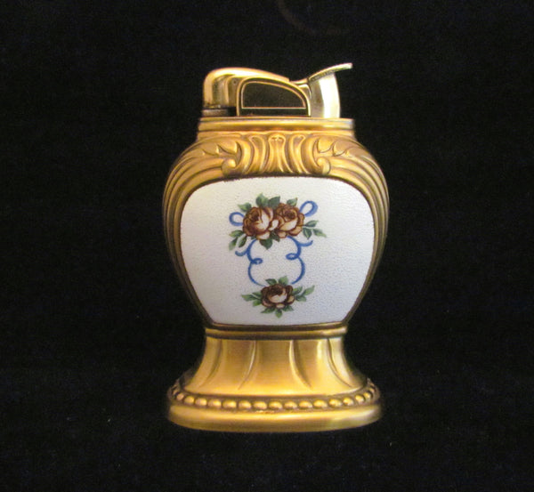 Vintage Guilloche Evans Table Lighter Womens Floral Lighter Working Gorgeous