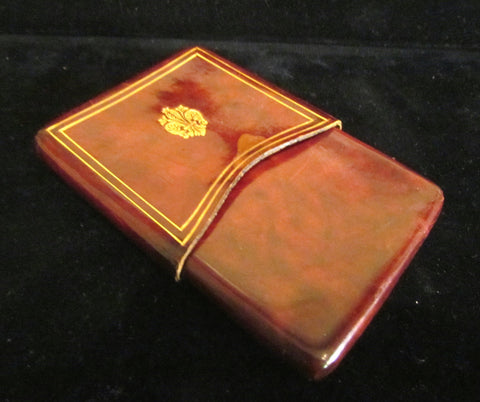 Vintage Tooled Leather Cigarette Case 1940's Italian Brown Leather Case LOVELY CONDITION