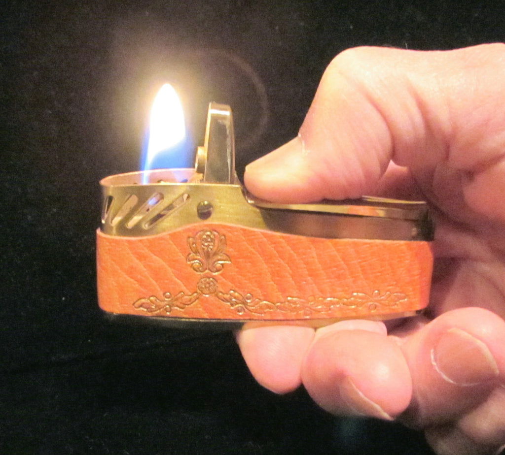 Mid Century Leather Cigarette Lighter Pocket Lighter Retro Windproof Unused Working Lighter