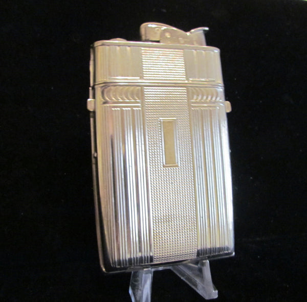 1940s Trig-A-Lite Evans Cigarette Case Lighter Art Deco Silver Working Excellent Condition