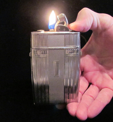 1940s Trig-A-Lite Evans Cigarette Case Lighter Art Deco Silver Working Excellent Condition