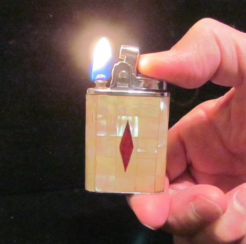 Vintage Prince Lighter Mother Of Pearl 1950s MOP Lighter In Excellent Working Lighter